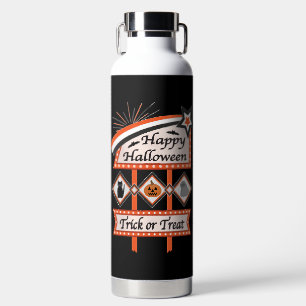 Bouteille D'eau Panneau d'Halloween Vintage rétros - Tricoter ou t