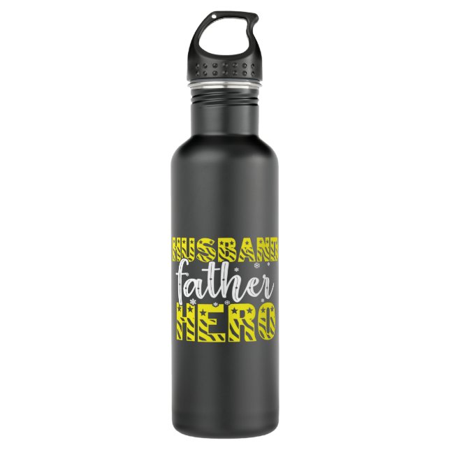 Bouteille D'eau Papa Cadeau Mari Père Héros (Devant)