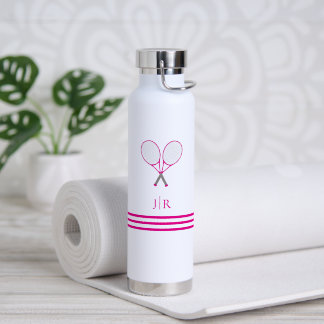 Bouteille D'eau Papeterie de tennis raquette rose monogramme
