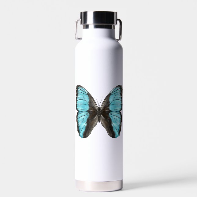 Bouteille D'eau Papillon bleu Insect Art Amour de la nature (Avant)