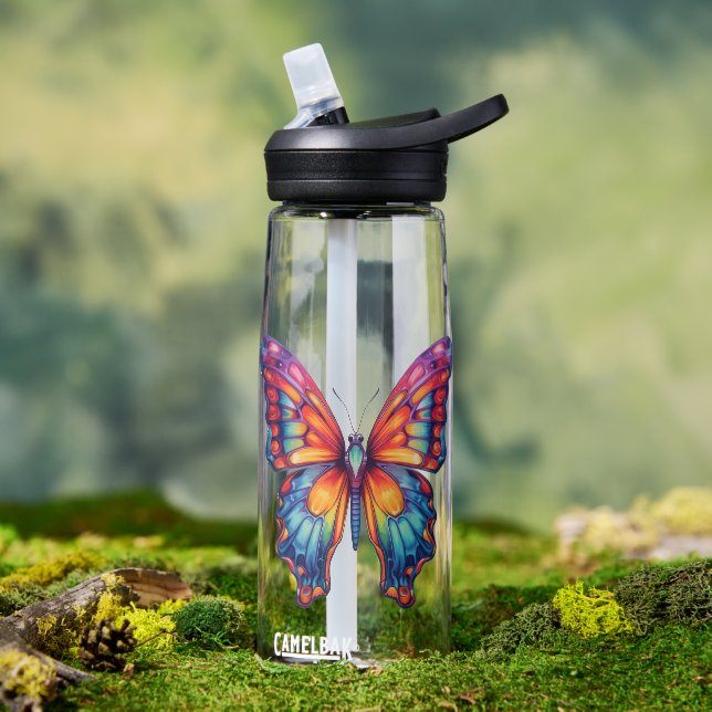 Bouteille D'eau Papillon Bleu Orange Ailes (Extérieur)