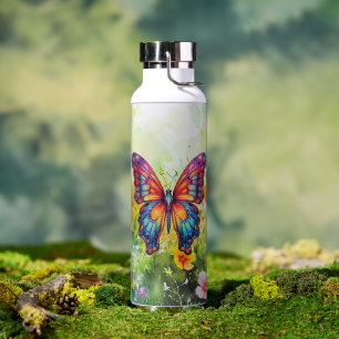 Bouteille D'eau Papillon Bleu Orange ailes
