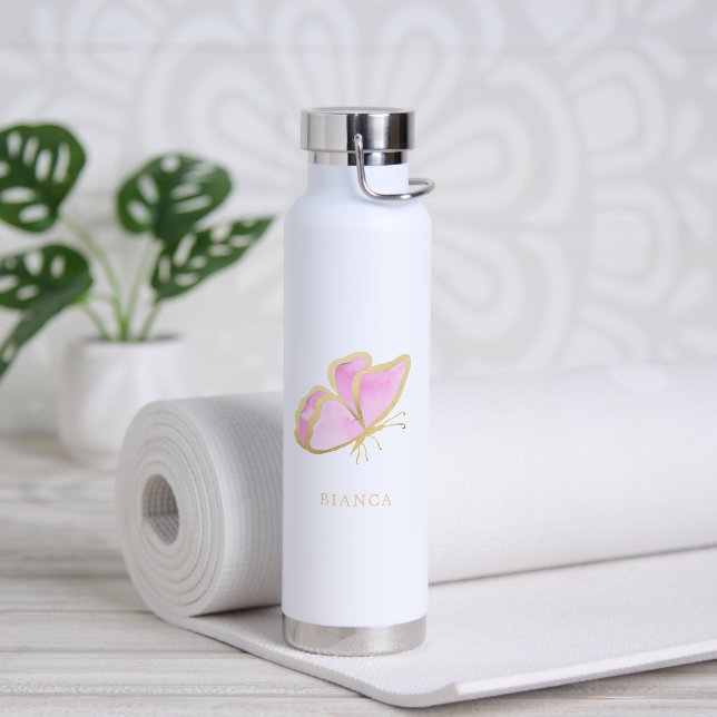 Bouteille D'eau Papillon rose et or élégant mignonne Élégant (Yoga)