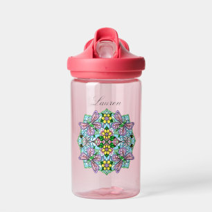 Bouteille D'eau Papillon rose Mandala main Whimsical tiré