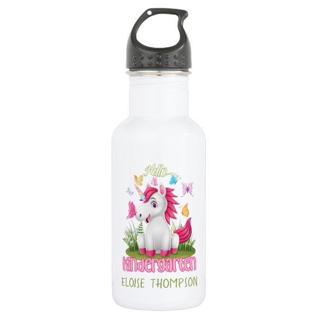 Bouteille D'eau Papillon Unicorn jardin d'enfants Retour à l'école (Devant)