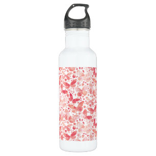 Bouteille D'eau Papillons Aquarelle Corail rose
