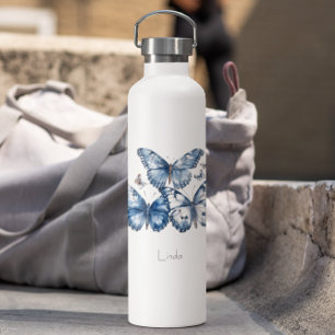 Bouteille D'eau Papillons dans Delft Blue, personnalisable