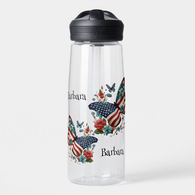 Bouteille D'eau Papillons patriotiques (Avant)