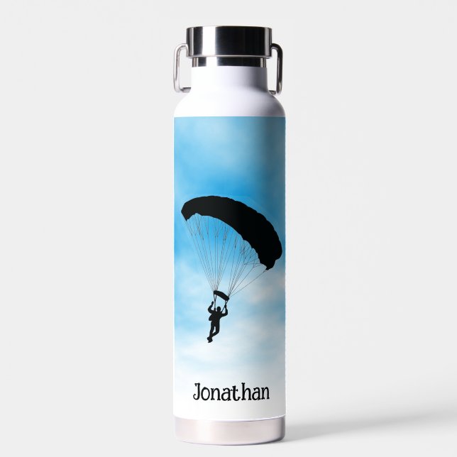 Bouteille D'eau Parachute De Plongée En Ciel À Thor Cuivre Isolé (Avant)
