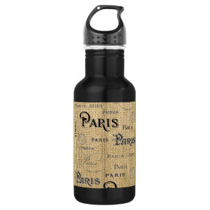 Bouteille D'eau Paris sur Burlap
