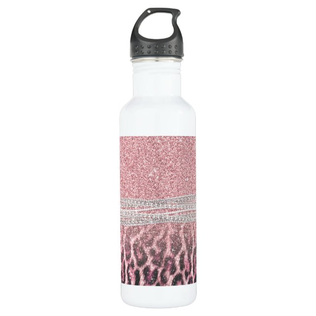 Bouteille D'eau Parties scintillant poster de animal Chic Girly Ro (Devant)