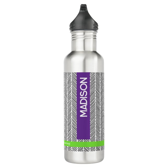 Bouteille D'eau Paruline thermique de nom personnalisé | Purple pe (Droite)