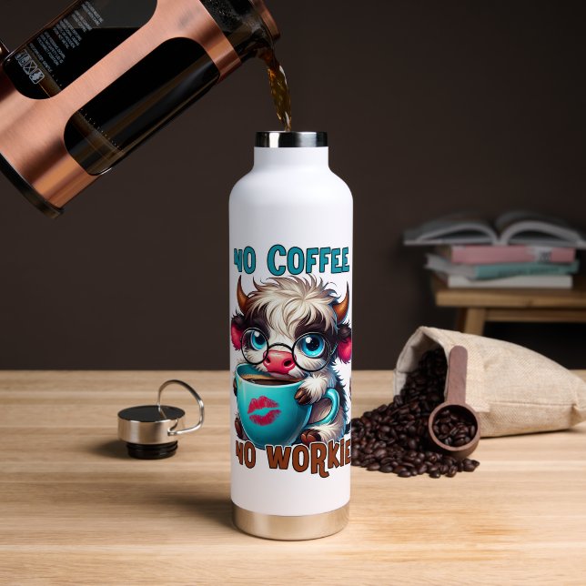Bouteille D'eau Pas de café, pas de travail (Café (pivotée))