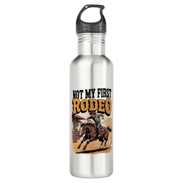Bouteille D'eau Pas mon premier Rodeo Horse pays Western (Devant)