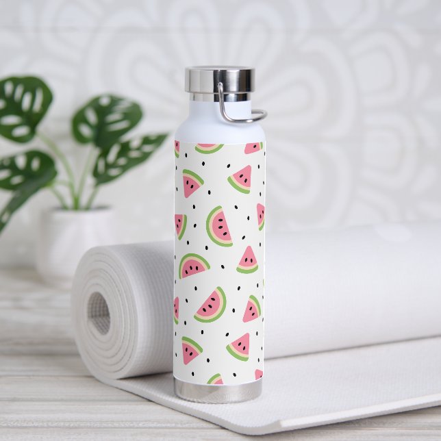 Bouteille D'eau Pastèque rose, Graines de pastèque, Motif d'été (Yoga)