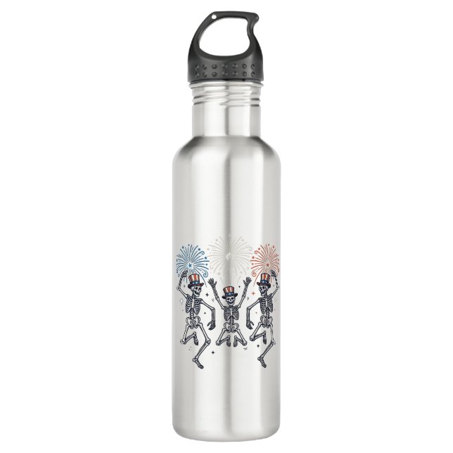 Bouteille D'eau Patriotic Dancing Skeleton Fireworks Vintage Shirt (Devant)