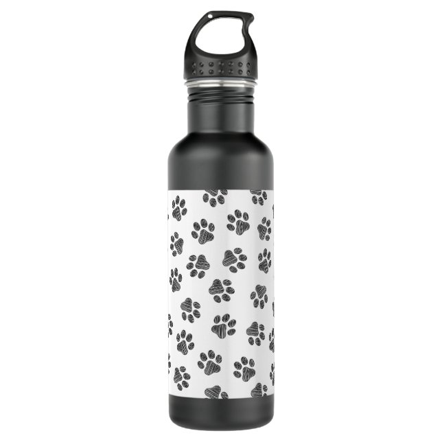 Bouteille D'eau Patrouilles de Doodle, Paws de Chien, Paws Noirs (Devant)