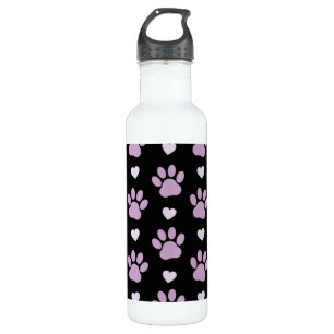 Bouteille D'eau Pattern of paws, Dog paws, Lilac paws, Hearts
