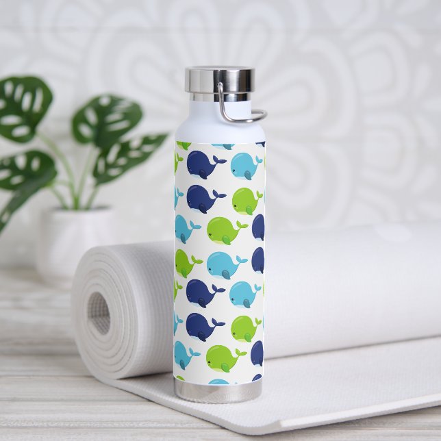 Bouteille D'eau Pattern of Whales, Cute Whales, Sea Animals (Yoga)