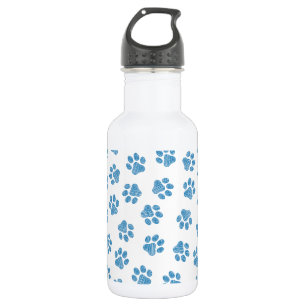Bouteille D'eau Pattes gribouillées, pattes de chien, pattes bleue