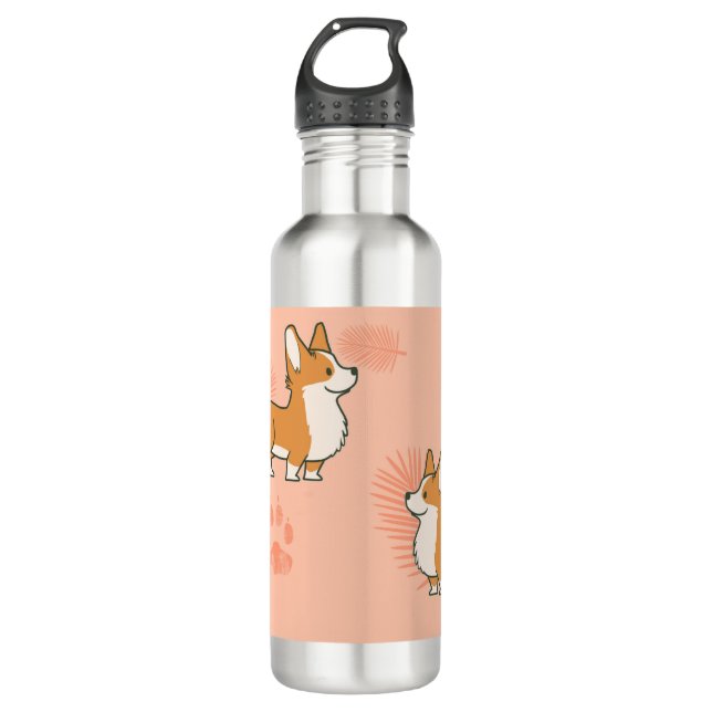 Bouteille D'eau paume rose de corgi (Devant)