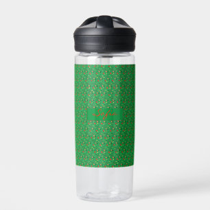 Bouteille D'eau Pavot rouge à fleurs motifs vertes