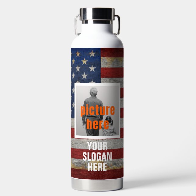 BOUTEILLE D'EAU PAYS SLOGAN PERSONNALISÉ DISANT DRAPEAU CUSTOMISÉ (Avant)