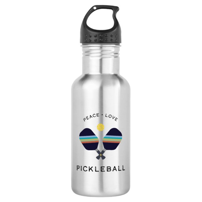Bouteille D'eau Peace Love et Pickleball Striped Paddles (Devant)