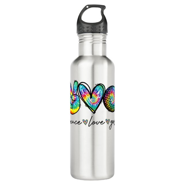 Bouteille D'eau Peace Love Golf Tie Dye Cute Golf Amateurs (Devant)