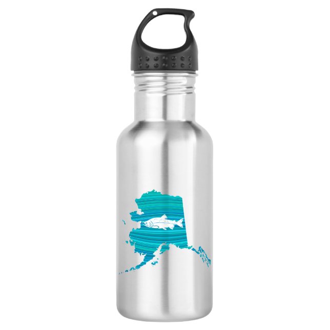 Bouteille D'eau Pêche Saumon de la vague de l'Alaska (Devant)