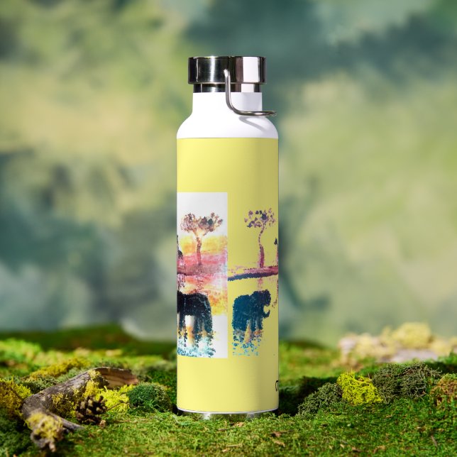 Bouteille D'eau Peinture de la faune Eléphant, Giraffe Personnalis (Extérieur)