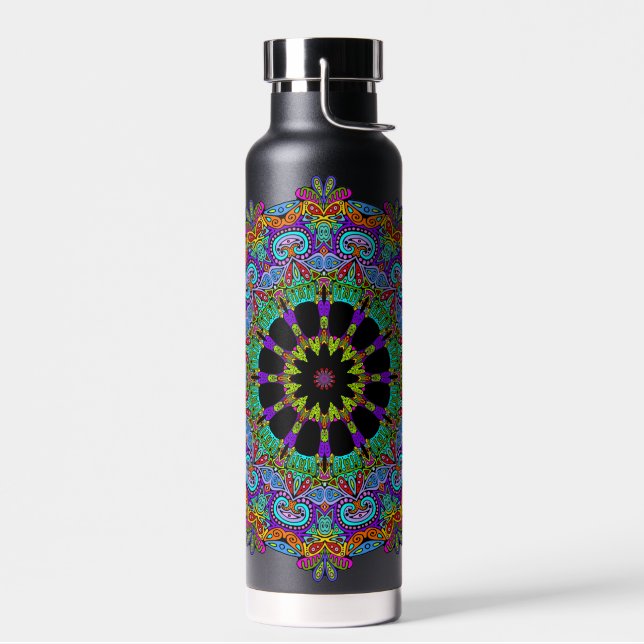 Bouteille D'eau Peinture manuelle Mandala Cadran d'horloge 24 (Gauche)