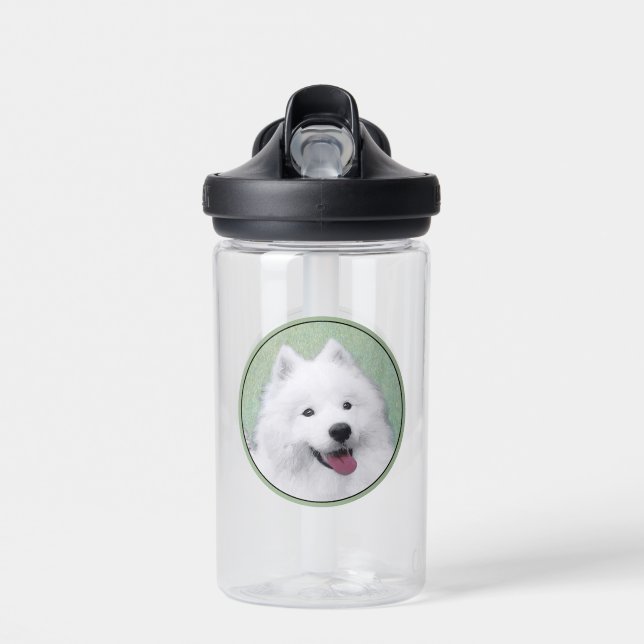 Bouteille D'eau Peinture Samoyed - Cute Original Chien Art (Avant)