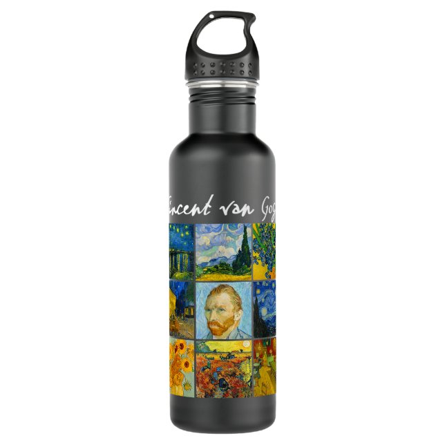 Bouteille D'eau Peintures Van Gogh Art Starry Fleurs de nuit (Devant)