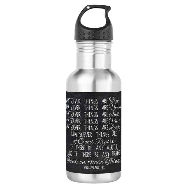 Bouteille D'eau Pensez sur l'écriture sainte chrétienne de bible (Devant)