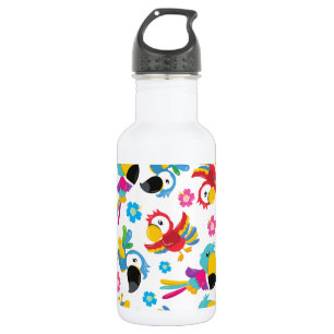 Bouteille D'eau Perroquets Colorés, Perroquets Tropicaux, Oiseaux,