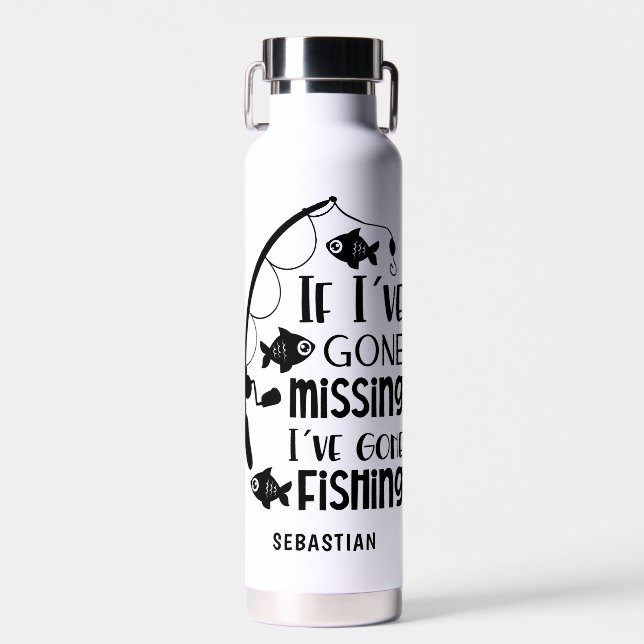 Bouteille D'eau Personalisé Funny Gone Fishing (Avant)