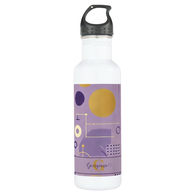 Bouteille D'eau Personalisé Purple & Or Scandinave Minimaliste (Devant)