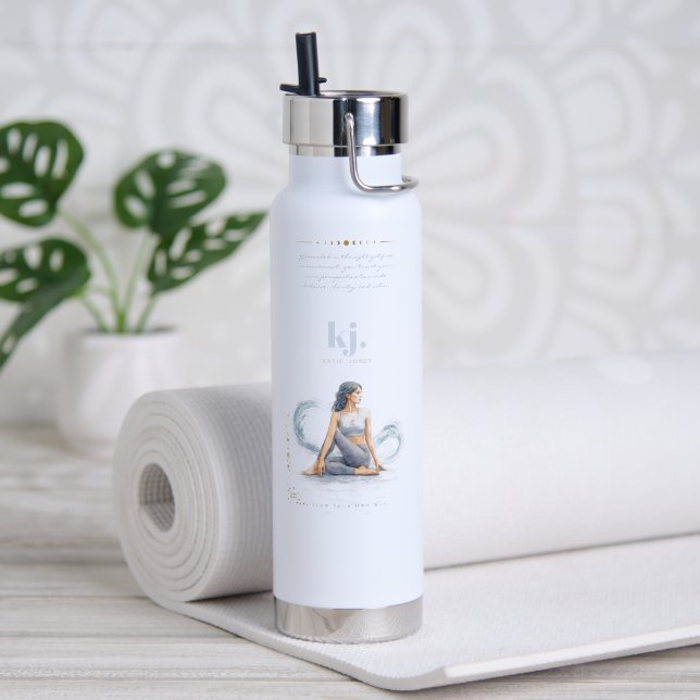 Bouteille D'eau Personalized Illustrated Aquarius Zodiac Quote (Yoga (pivotée))