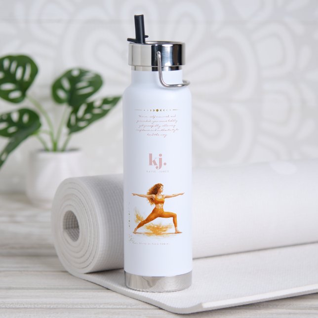 Bouteille D'eau Personalized Illustrated Leo Zodiac Quote (Yoga (pivotée))