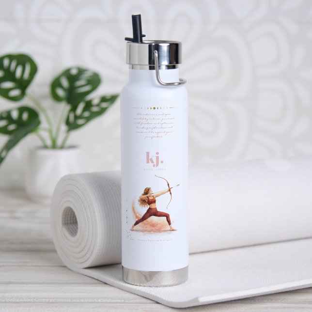 Bouteille D'eau Personalized Illustrated Sagittarius Zodiac Quote (Yoga (pivotée))