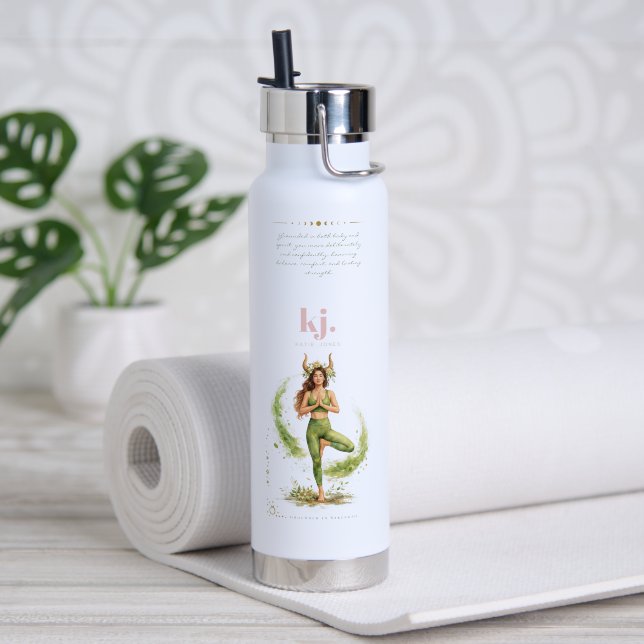 Bouteille D'eau Personalized Illustrated Taurus Zodiac Quote (Yoga (pivotée))