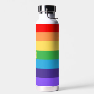Bouteille D'eau Personnalisé Mat Moderne Monogram Rainbow pride lg