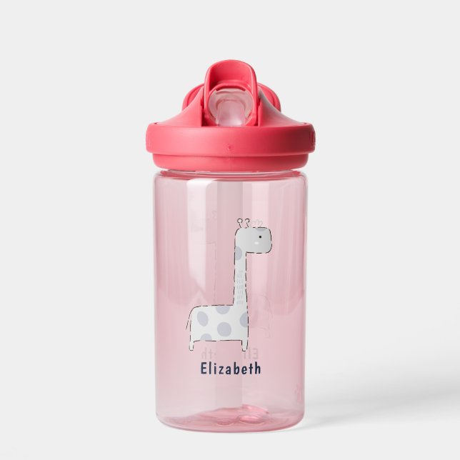 Bouteille D'eau Personnalisé Nom Nordic Cute Animal Giraffe (Avant)
