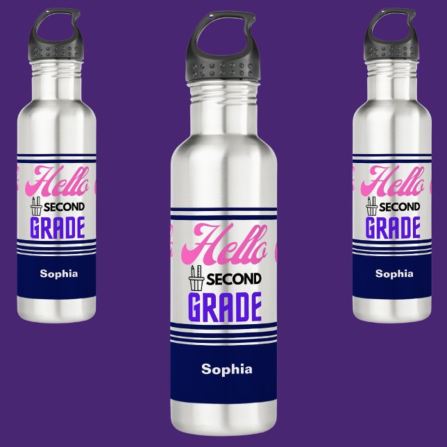 Bouteille D'eau Personnalisé Retour À L'École Deuxième Année (Créateur téléchargé)