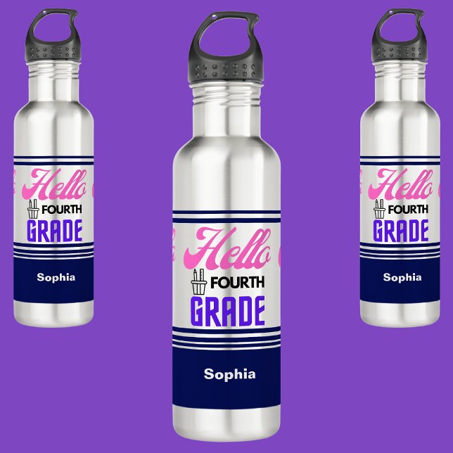 Bouteille D'eau Personnalisé Retour À L'École Quatrième Année (Créateur téléchargé)