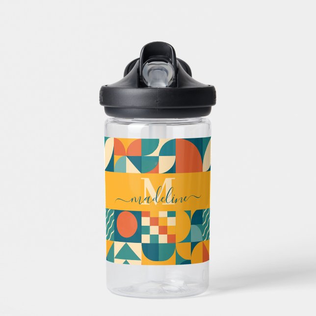 Bouteille D'eau Personnalisé Retro géométrique coloré (Avant)