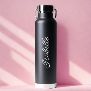 Bouteille D'eau Personnalisé Votre Nom Script Black Mariage Cadeau