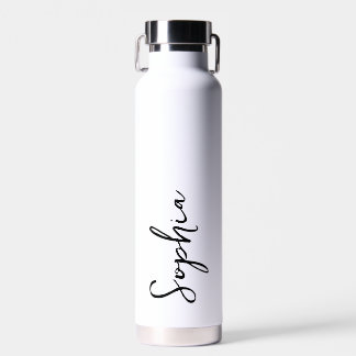 Bouteille D'eau Personnalisé Votre Nom Script Mariage blanc
