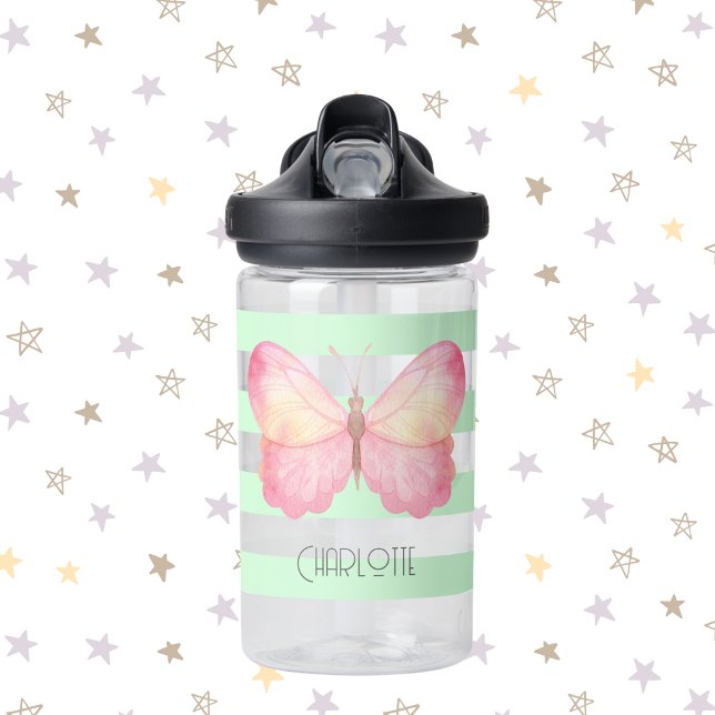 Bouteille d'eau personnalisée à papillon lunaire (Whimsical Butterfly Personalized Water Bottle)